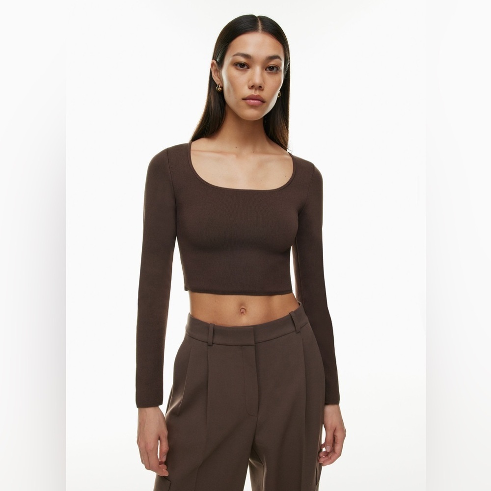Aritzia Babaton Sculpt Knit Prominence Brown Longsleeve Size XL - Picture 1 of 11